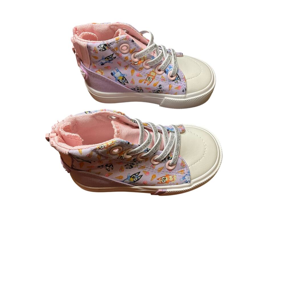 Bluey Purple Pink Lace Up High Top Sneakers Kids Size 6